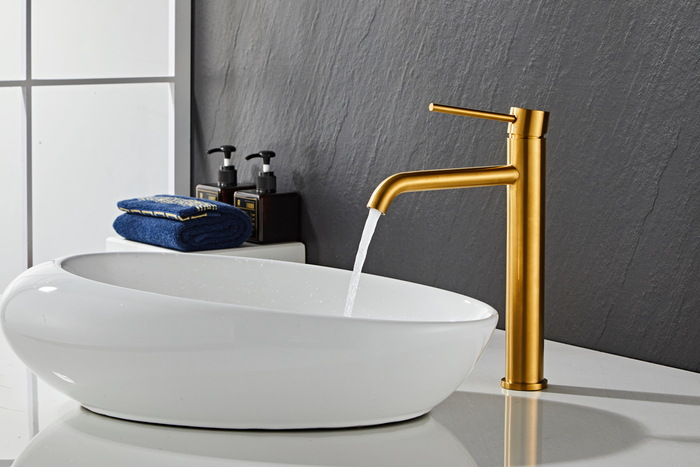 Tvättställsblandare Slim Vinkel Mässing 282 mm